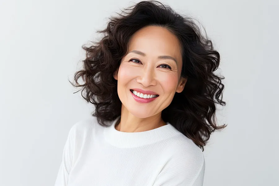 A cheerful and confident middle aged Asian woman with a beautiful smile showing her positive and joyful personality | Dolce Vida Med Spa | Westport, CT | Trumbull, CT